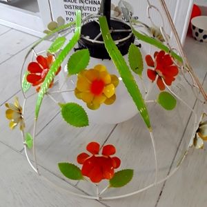 Vintage Tole 70s Swag Light